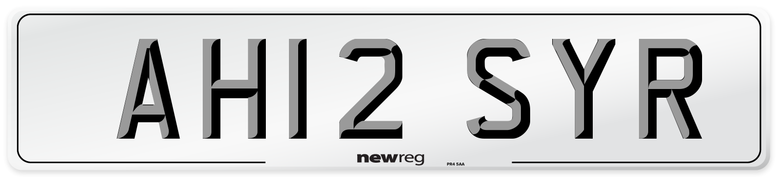 AH12 SYR Number Plate from New Reg